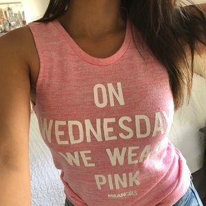 💋3 = $12 Mean Girls wear pink soft tank Top